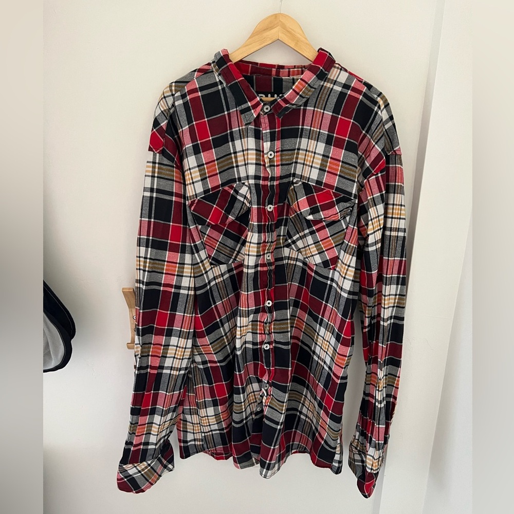 AHP Another Hype Piece Red Plaid Button Down Flannel Shirt
